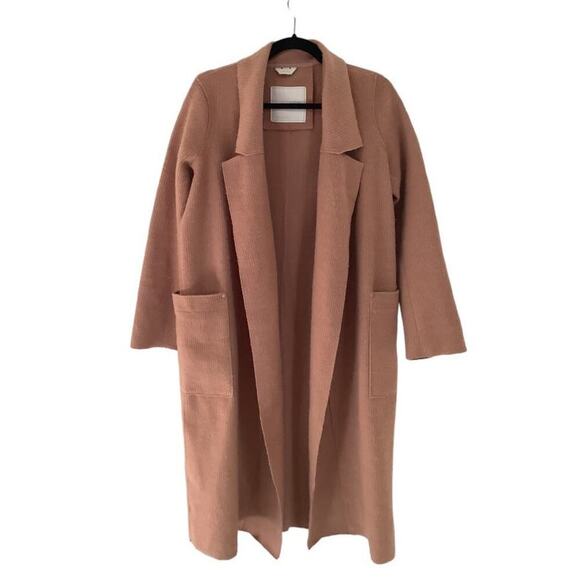 Sosken Studios Pink Size Small Open Front Ribbed Brushed Knit Heidi Overcoat - Picture 2 of 14